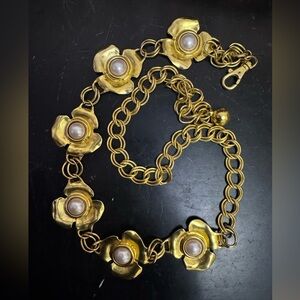 Vintage Gold Floral Pearl belt